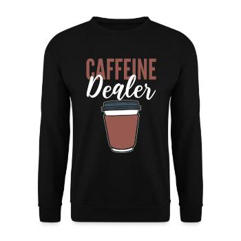 Caffeine Dealer Barista - Unisex Pullover - Schwarz - Vorne - Alina (178cm) & Michal (187cm)