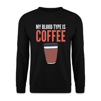 My Blood Type Is Coffee Kaffeesüchtiger - Unisex Pullover - Schwarz - Vorne - Alina (178cm) & Michal (187cm)
