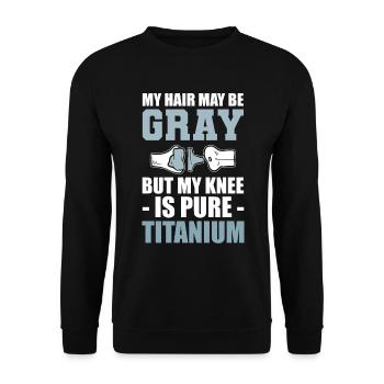 Lustige Knieersatzoperation Orthopäde - Unisex Pullover - Schwarz - Vorne - Alina (178cm) & Michal (187cm)