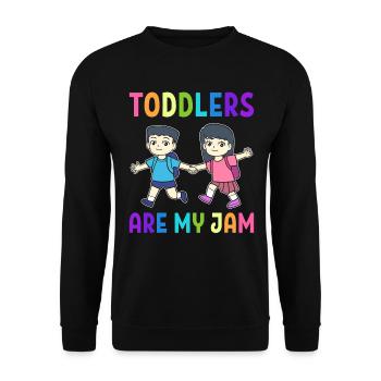 Toddlers Are My Jam Kindermädchen - Unisex Pullover - Schwarz - Vorne - Alina (178cm) & Michal (187cm)