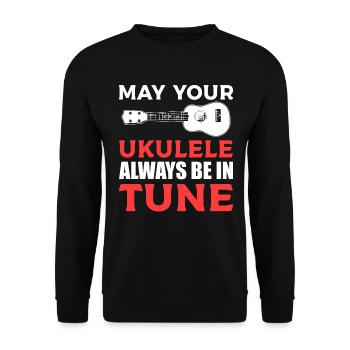 Lustiger Ukelele-Spieler Ukelele - Unisex Pullover - Schwarz - Vorne - Alina (178cm) & Michal (187cm)