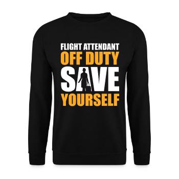 Lustiger Flugbegleiter außerhalb des Dienstes - Unisex Pullover - Schwarz - Vorne - Alina (178cm) & Michal (187cm)