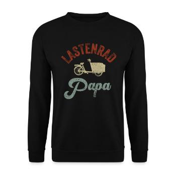Lastenrad Papa Retro Fahhrad Cargobike - Unisex Pullover - Schwarz - Vorne - Alina (178cm) & Michal (187cm)