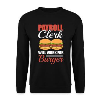 Lustiger Payroll-Burger-Liebhaber Lohnbuchhalter - Unisex Pullover - Schwarz - Vorne - Alina (178cm) & Michal (187cm)