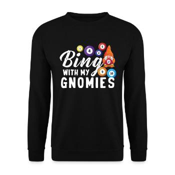 Bingo With My Gnomies Funny Bingo - Unisex Sweatshirt - black - Front - Alina (178cm) & Michal (187cm)