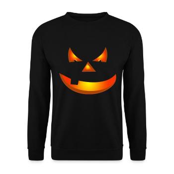 Happy Halloween Pumpkin Face - Unisex Sweatshirt - black - Front - Alina (178cm) & Michal (187cm)