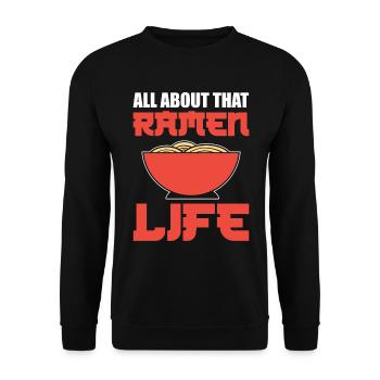 All About That Ramen Life Ramen-Liebhaber - Unisex Pullover - Schwarz - Vorne - Alina (178cm) & Michal (187cm)