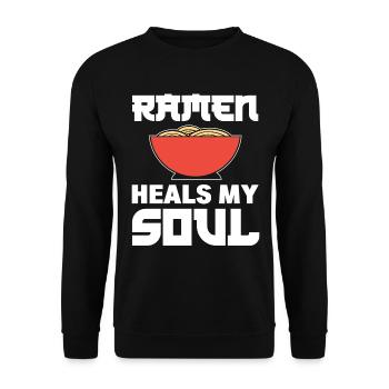 Ramen-Liebhaber Food-Vlogger - Unisex Pullover - Schwarz - Vorne - Alina (178cm) & Michal (187cm)