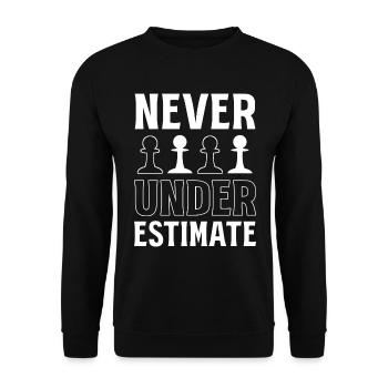 Never Underestimate Schachspieler - Unisex Pullover - Schwarz - Vorne - Alina (178cm) & Michal (187cm)