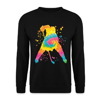 Eishockeyspieler Jungen Eishockey - Unisex Pullover - Schwarz - Vorne - Alina (178cm) & Michal (187cm)