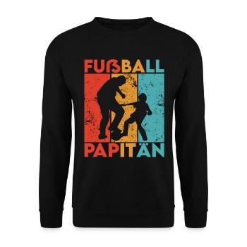 Fußball Papitän Fußballer Trikot Papa Vatertag - Unisex Pullover - Schwarz - Vorne - Alina (178cm) & Michal (187cm)