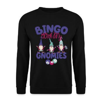 Bingo Mit Meinen Gnomies Lustiges Bingo - Unisex Pullover - Schwarz - Vorne - Alina (178cm) & Michal (187cm)