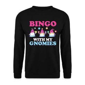 Bingo Mit Meinen Gnomies Lustiges Bingo - Unisex Pullover - Schwarz - Vorne - Alina (178cm) & Michal (187cm)
