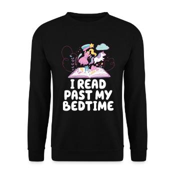 Ich Lese Nach Der Schlafenszeit Einhorn - Unisex Pullover - Schwarz - Vorne - Alina (178cm) & Michal (187cm)