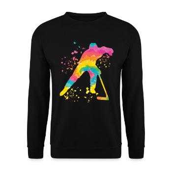 Eishockeyspieler Jungen Eishockey - Unisex Pullover - Schwarz - Vorne - Alina (178cm) & Michal (187cm)