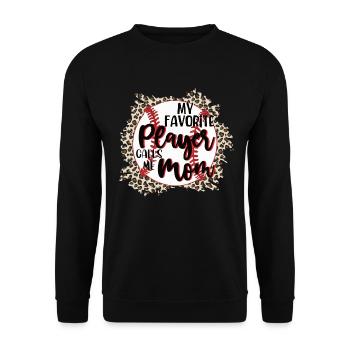 Mein Lieblingsspieler Nennt Mich Mama Baseball - Unisex Pullover - Schwarz - Vorne - Alina (178cm) & Michal (187cm)