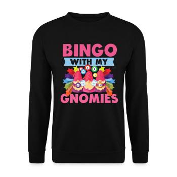 Bingo Mit Meinen Gnomies Lustiges Bingo - Unisex Pullover - Schwarz - Vorne - Alina (178cm) & Michal (187cm)