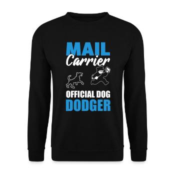Lustiger Briefträger und Hund Postarbeiter - Unisex Pullover - Schwarz - Vorne - Alina (178cm) & Michal (187cm)