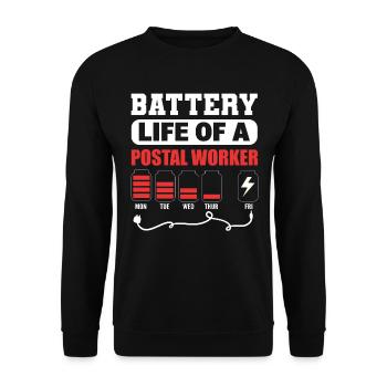 Battery Life Of A Postal Worker Postangestellter - Unisex Pullover - Schwarz - Vorne - Alina (178cm) & Michal (187cm)