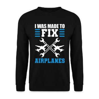 Flugzeugwartung Flugzeugtechniker - Unisex Pullover - Schwarz - Vorne - Alina (178cm) & Michal (187cm)
