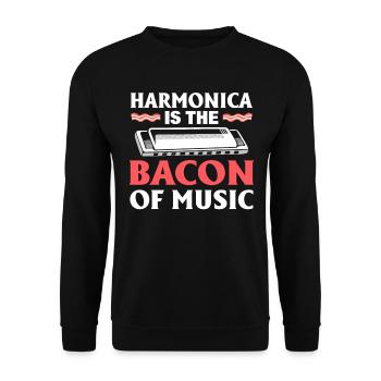 Harmonica Is The Bacon Of Music Mundharmonika - Unisex Pullover - Schwarz - Vorne - Alina (178cm) & Michal (187cm)