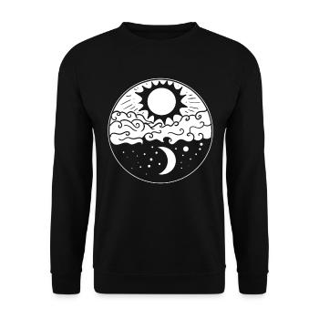 Nacht- und Tag-Mandala-Mond Astrologe - Unisex Pullover - Schwarz - Vorne - Alina (178cm) & Michal (187cm)
