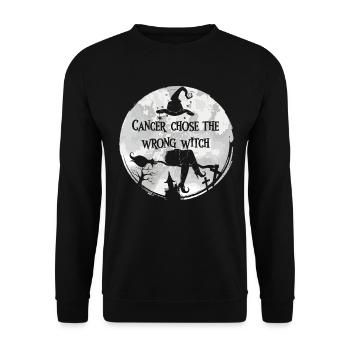 Krebs Hexe Weiß Lungenkrebs - Unisex Pullover - Schwarz - Vorne - Alina (178cm) & Michal (187cm)