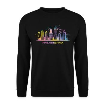 Philadelphian Skyline Philadelphia - Unisex Pullover - Schwarz - Vorne - Alina (178cm) & Michal (187cm)
