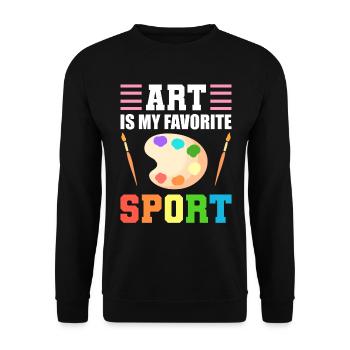 Art Is My Favorite Sport Kunstlehrer - Unisex Pullover - Schwarz - Vorne - Alina (178cm) & Michal (187cm)