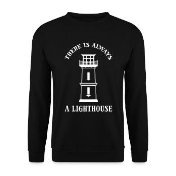 Leuchtturm am Meer Leuchtturmtechniker - Unisex Pullover - Schwarz - Vorne - Alina (178cm) & Michal (187cm)