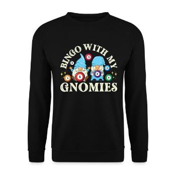 Bingo Mit Meinen Gnomies Lustiges Bingo - Unisex Pullover - Schwarz - Vorne - Alina (178cm) & Michal (187cm)