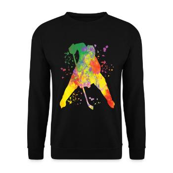 Eishockeyspieler Jungen Eishockey - Unisex Pullover - Schwarz - Vorne - Alina (178cm) & Michal (187cm)