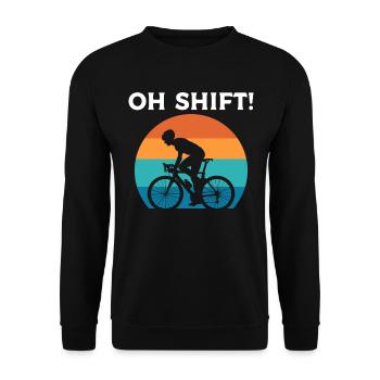 Oh Shift Radfahrer - Unisex Pullover - Schwarz - Vorne - Alina (178cm) & Michal (187cm)