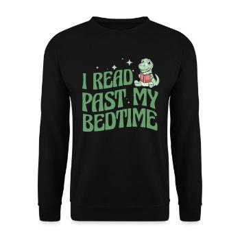 Ich Lese Nach Der Schlafenszeit Lesen Dinosaurier - Unisex Pullover - Schwarz - Vorne - Alina (178cm) & Michal (187cm)