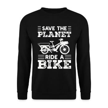 Save The Planet Vélo cargo Vélo cargo - Sweat-shirt Unisexe - noir - Devant - Alina (178cm) & Michal (187cm)
