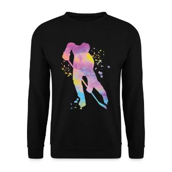 Eishockeyspieler Jungen Eishockey - Unisex Pullover - Schwarz - Vorne - Alina (178cm) & Michal (187cm)