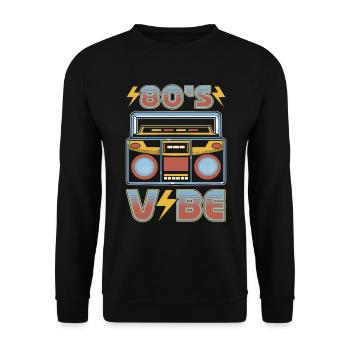 80s Vibe Antiquitätensammler - Unisex Pullover - Schwarz - Vorne - Alina (178cm) & Michal (187cm)