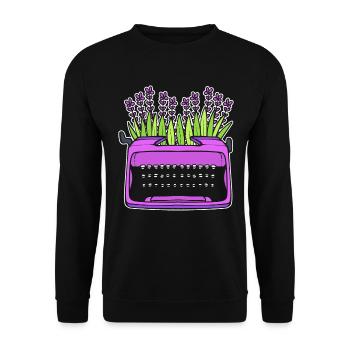 Lavendel-Schreibmaschine Autor - Unisex Pullover - Schwarz - Vorne - Alina (178cm) & Michal (187cm)