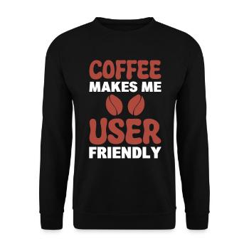 Coffee Makes Me User-Friendly Barista - Unisex Pullover - Schwarz - Vorne - Alina (178cm) & Michal (187cm)