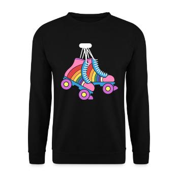 Retro Rollschuhe Regenbogen Derby-Skater - Unisex Pullover - Schwarz - Vorne - Alina (178cm) & Michal (187cm)