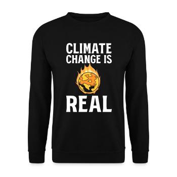 Climate Change Is Real Klimaaktivist - Unisex Pullover - Schwarz - Vorne - Alina (178cm) & Michal (187cm)
