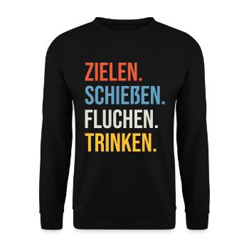 Fußball Zielen Schießen Fluchen Trinken Saufen - Unisex Pullover - Schwarz - Vorne - Alina (178cm) & Michal (187cm)