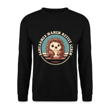 Rettet die Igel Rasen mähen Naturschutz - Unisex Pullover - Schwarz - Vorne - Alina (178cm) & Michal (187cm)