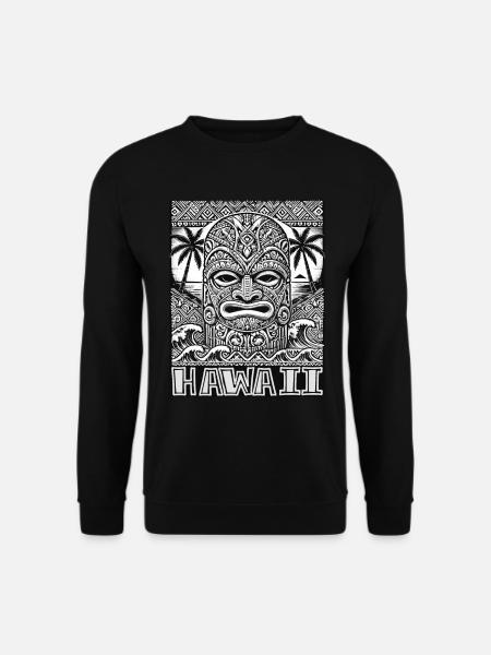 Hawaiianische Tiki Maske - Polynesisches Kulturdesign - Unisex Pullover - Schwarz