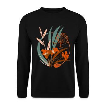 Abstract Floral Botanical Art - Vintage Boho Style - Unisex Sweatshirt - black - Front - Alina (178cm) & Michal (187cm)