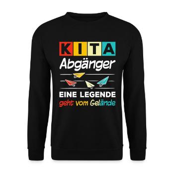 Kita Abgänger Eine Legende Geht Vom Gelände - Unisex Pullover - Schwarz - Vorne - Alina (178cm) & Michal (187cm)