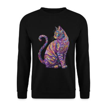 Chat Psychédélique Vibrant - Art Félin Coloré - Sweat-shirt Unisexe - noir - Devant - Alina (178cm) & Michal (187cm)