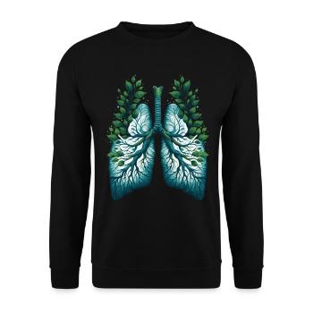 Nature Poumons Terre Vert Eco Santé Design - Sweat-shirt Unisexe - noir - Devant - Alina (178cm) & Michal (187cm)