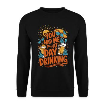 Tag Trinken Lustiger Humor Zitat Retro Stil - Unisex Pullover - Schwarz - Vorne - Alina (178cm) & Michal (187cm)