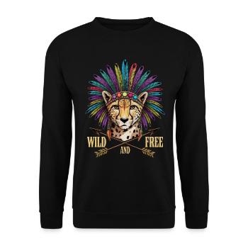 Conception de plumes tribales de guépard sauvage et libre - Sweat-shirt Unisexe - noir - Devant - Alina (178cm) & Michal (187cm)